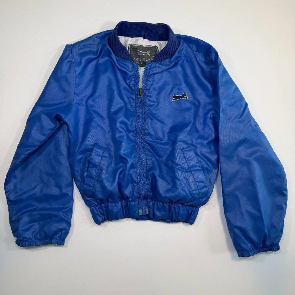 LE TIGRE Bomber Windbreaker Blue Nylon Jacket Boys 6 Vintage